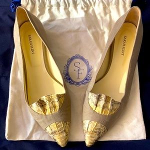 Sarah Flint Snakeskin Pointed Toe Flats